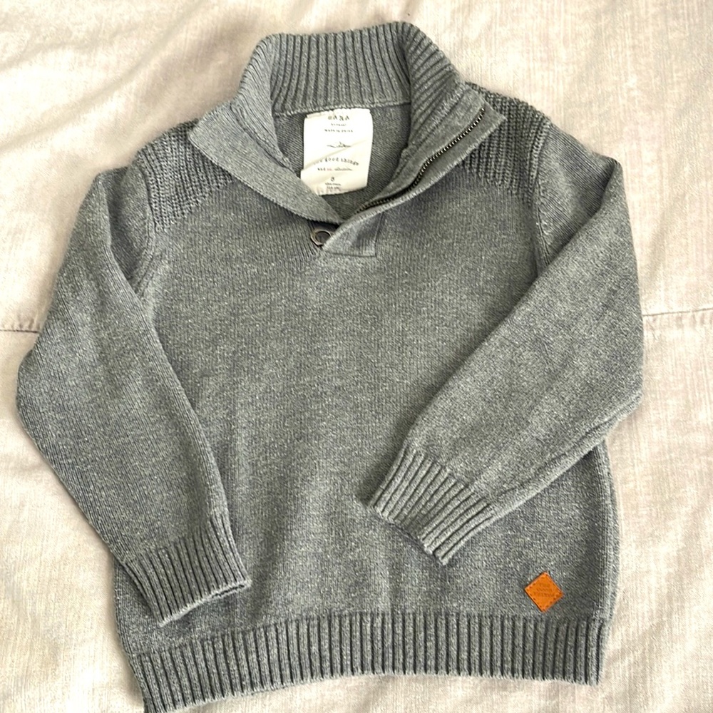 Zara boys 3/4 zip gray sweater